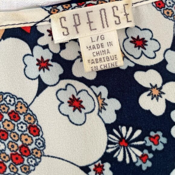 Retro floral print scoop neckline sheer top - Picture 2 of 3